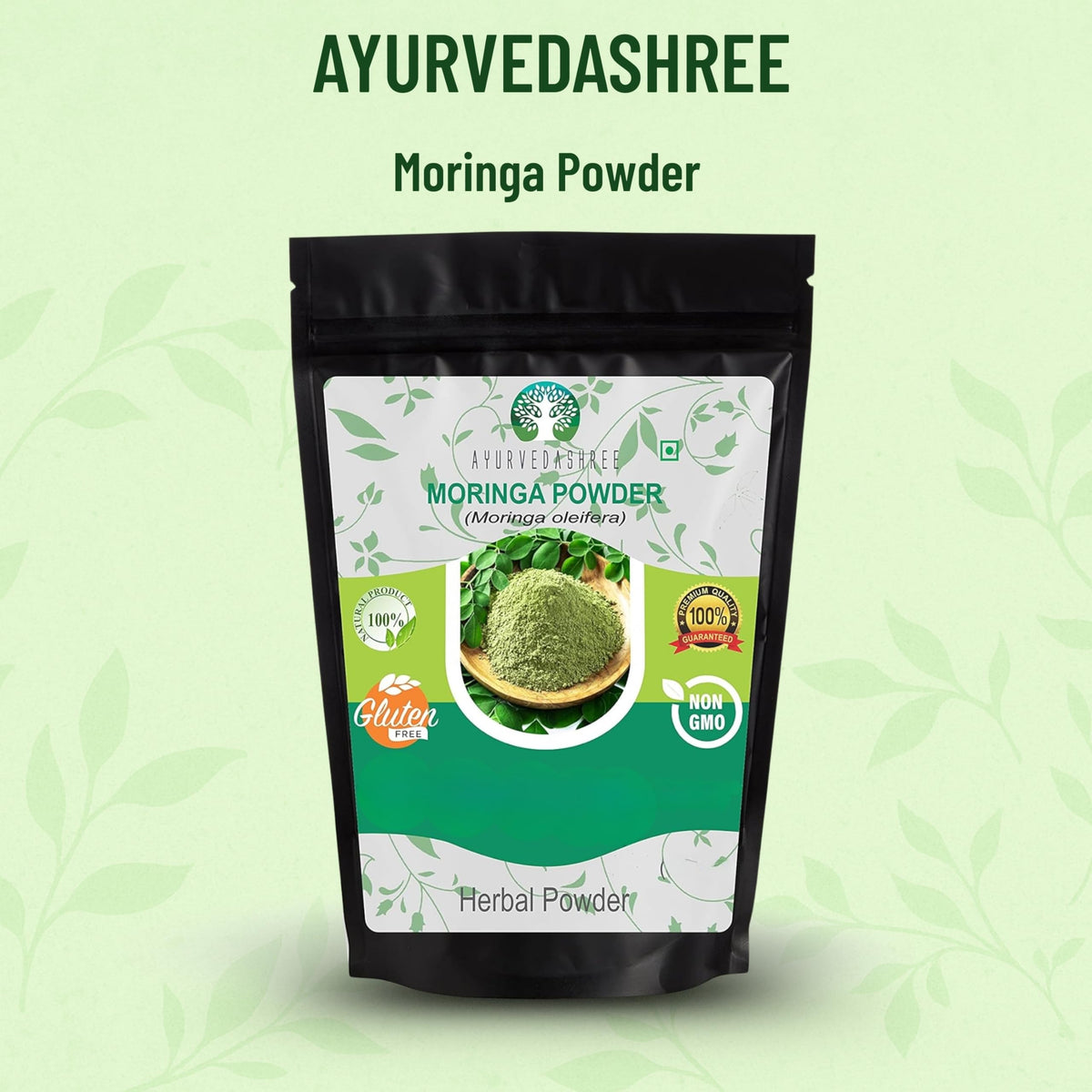 Emballage de la poudre de feuille de moringa AYURVEDASHREE