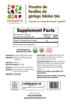 Emballage de la poudre de Ginkgo Biloba 'D ORGANIC
