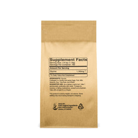 Emballage de la poudre de glycine PURE ORIGINAL INGREDIENTS vue de côté
