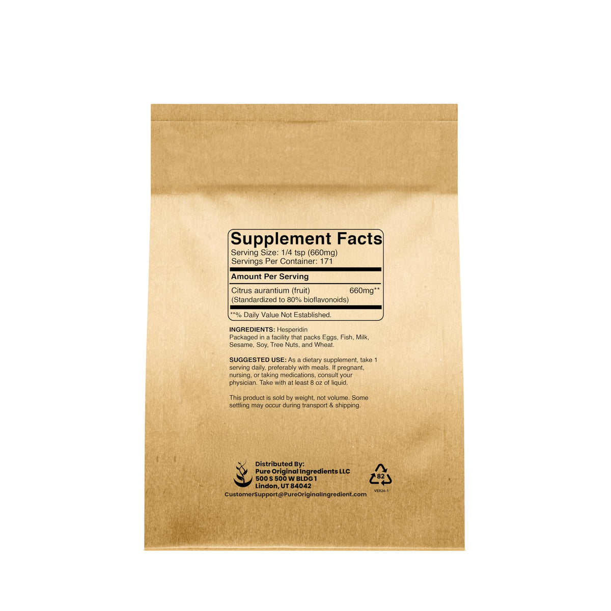 Emballage de la Poudre de Hespéridine PURE ORIGINAL INGREDIENTS