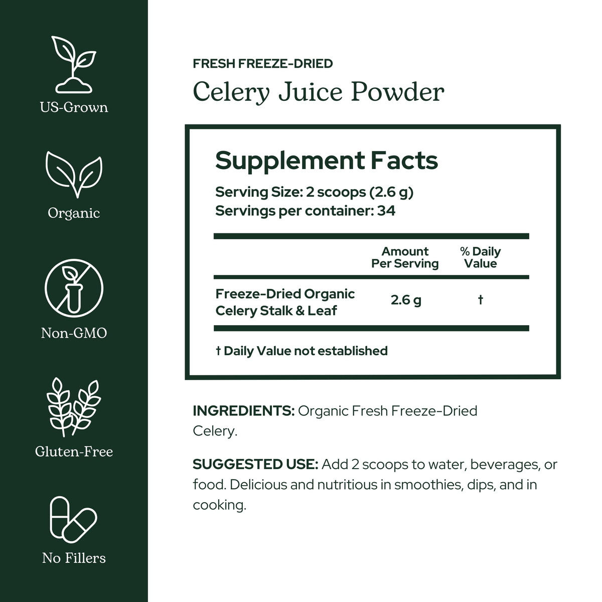 Emballage de la poudre de jus de céleri bio ECLECTIC INSTITUTE