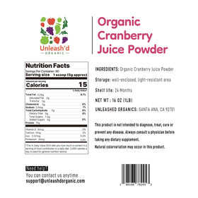Emballage de la Poudre de Jus de Cranberry Bio 'D ORGANIC