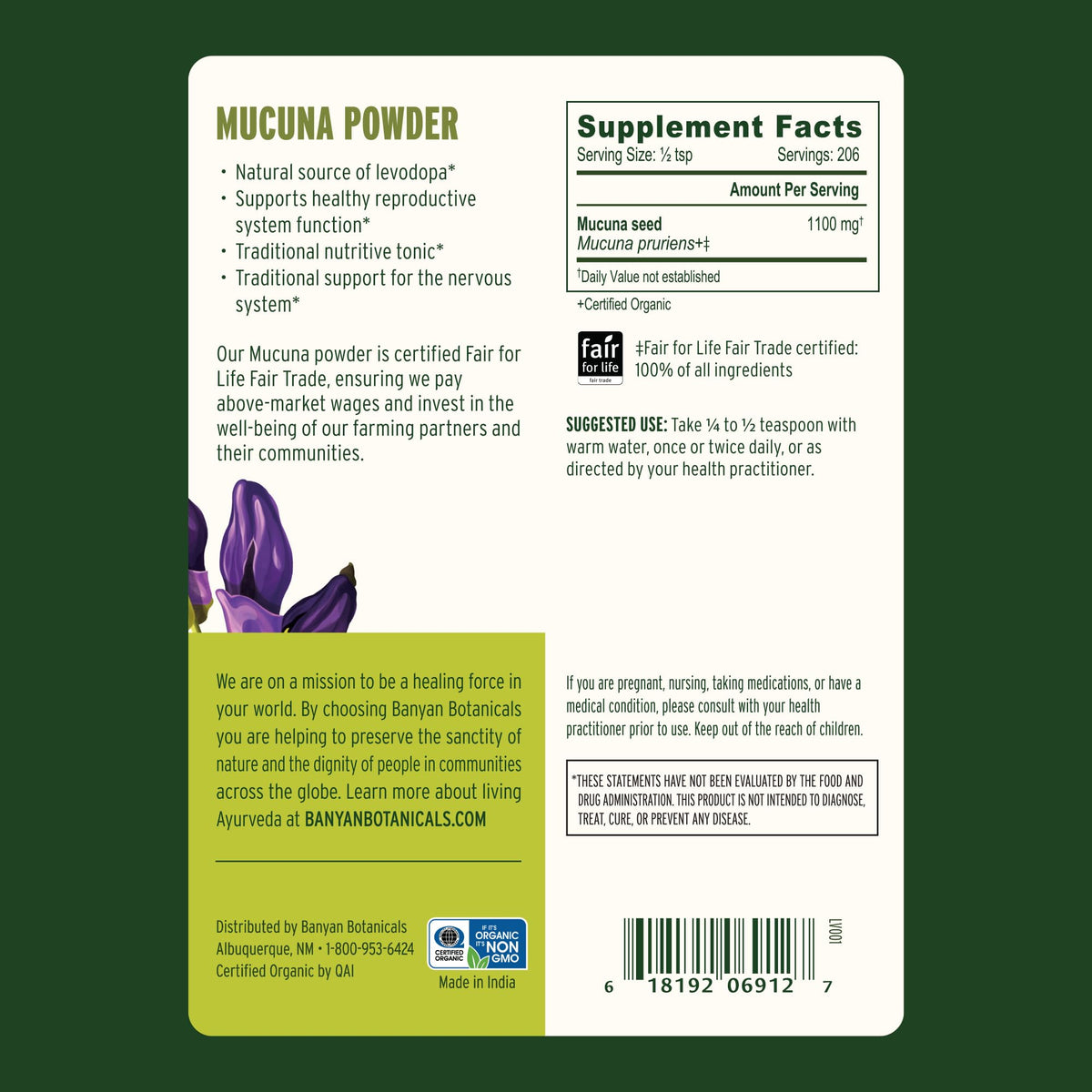 Emballage de la poudre de Kapikacchu Banyan Botanicals