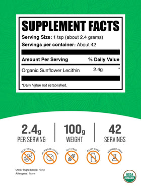 Emballage de la poudre de lécithine de tournesol BulkSupplements