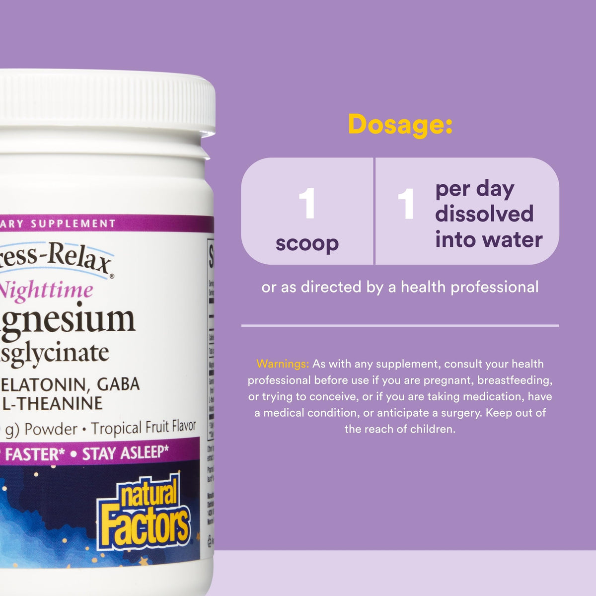 Emballage de la poudre de magnésium glycinate Natural Factors
