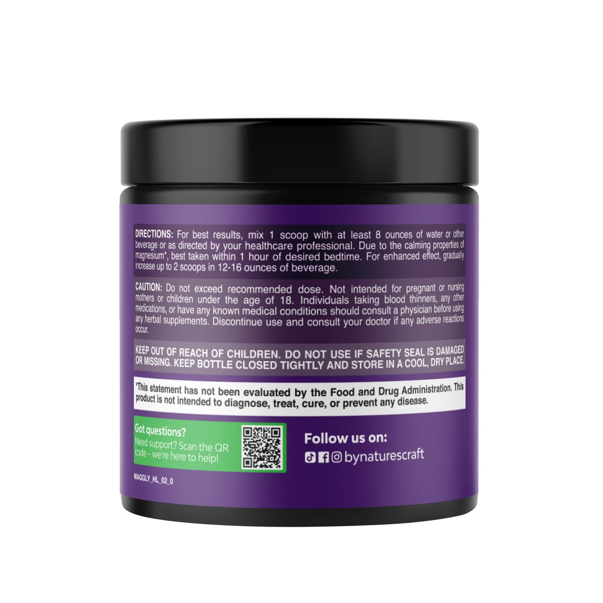 Emballage de la poudre de magnésium glycinate Natures Craft