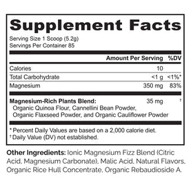 Emballage de la poudre de magnésium NATURELO avec informations nutritionnelles