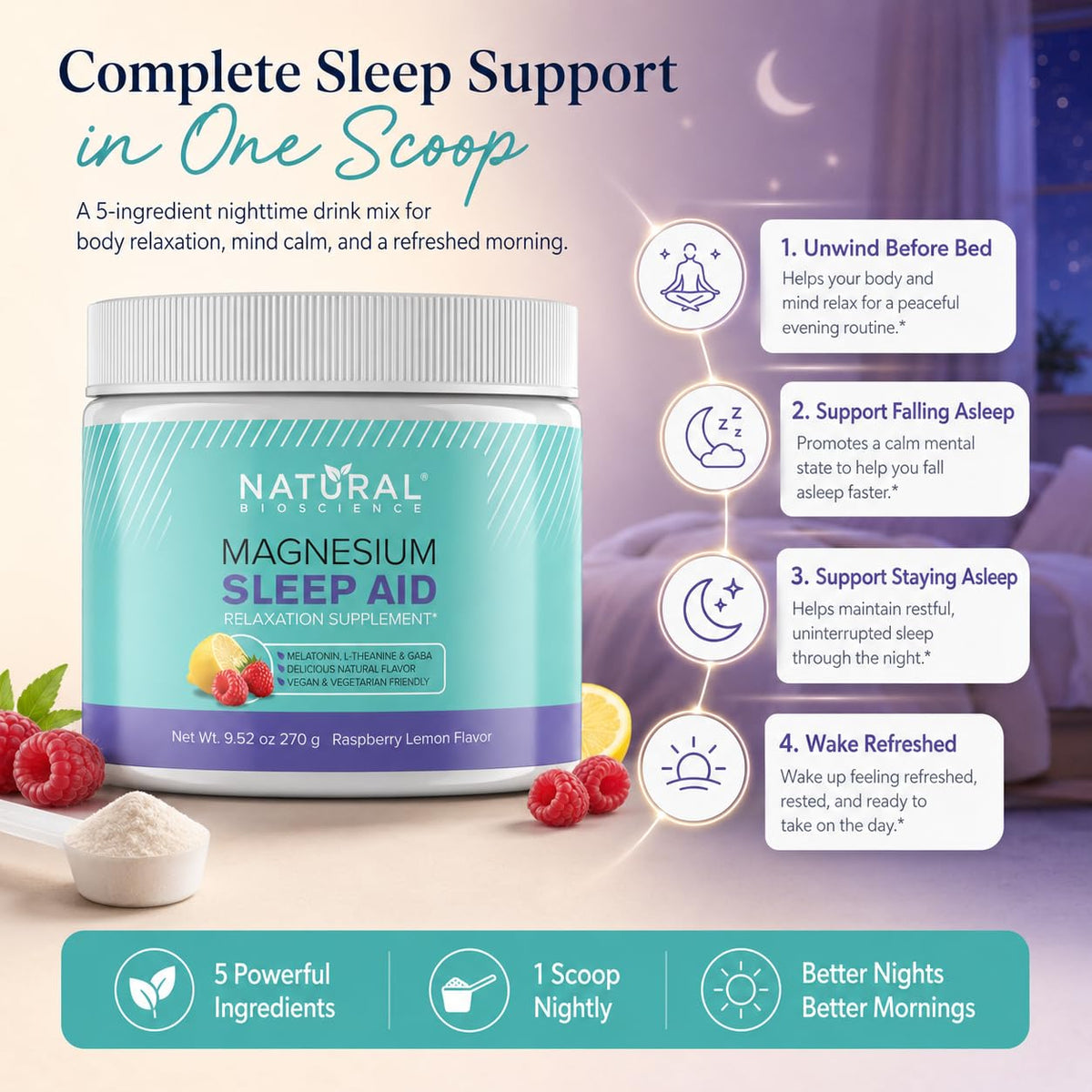 Emballage de la poudre de magnésium nuit Natural BioScience