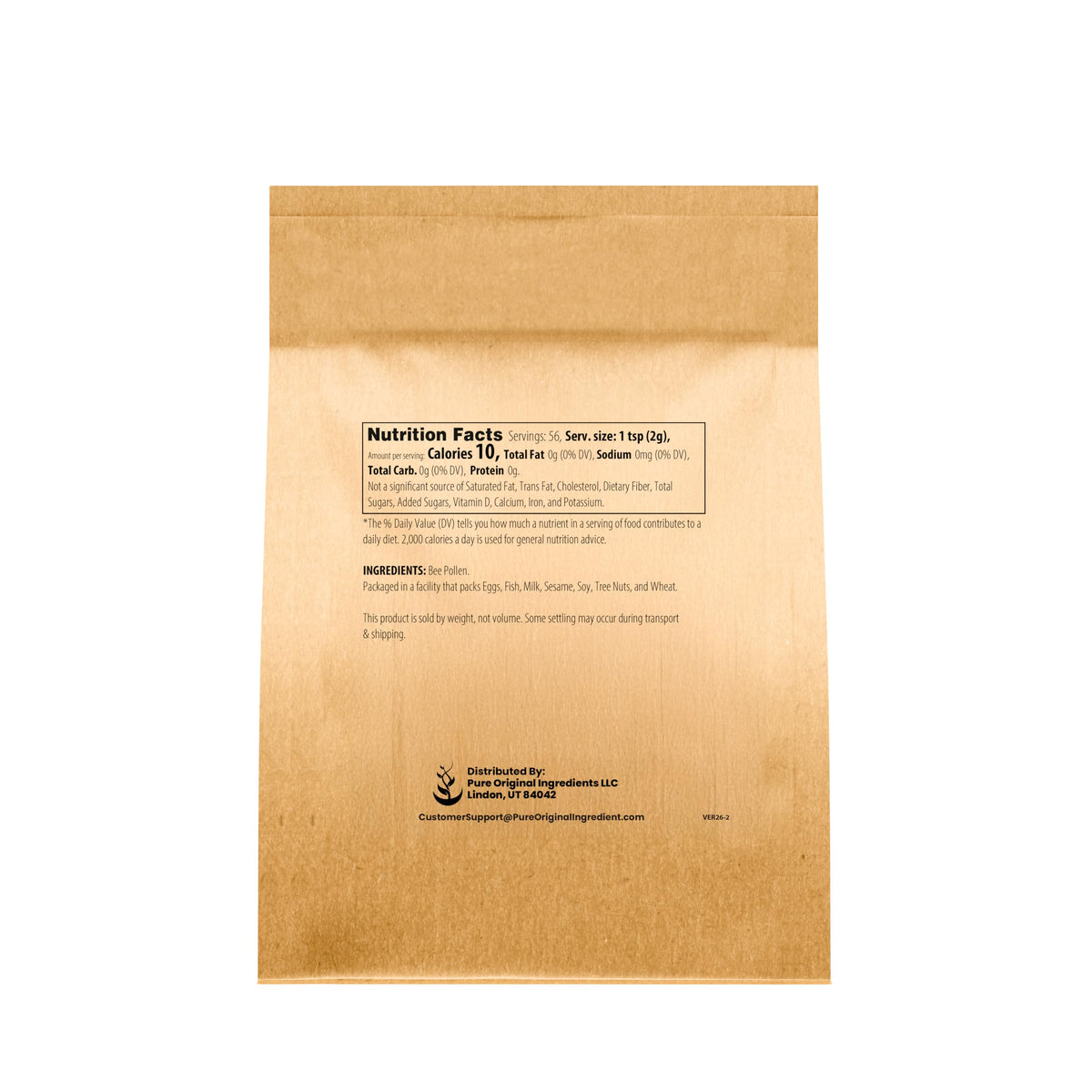 Emballage de la poudre de pollen d'abeille PURE ORIGINAL INGREDIENTS