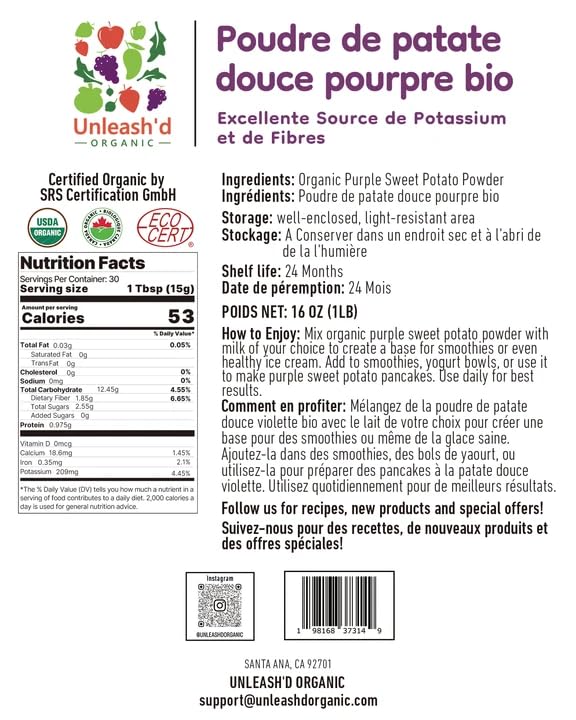 Emballage de la Poudre de Pomme de Terre Violette Bio 'D ORGANIC