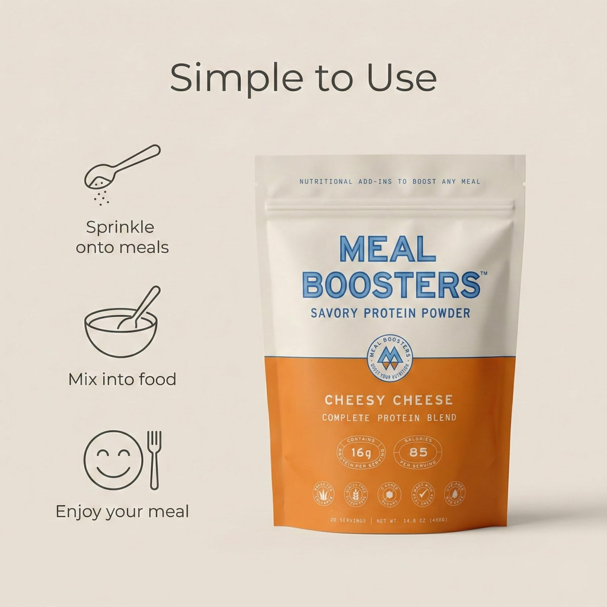 Emballage de la poudre de protéine savoureuse Meal support sur une table
