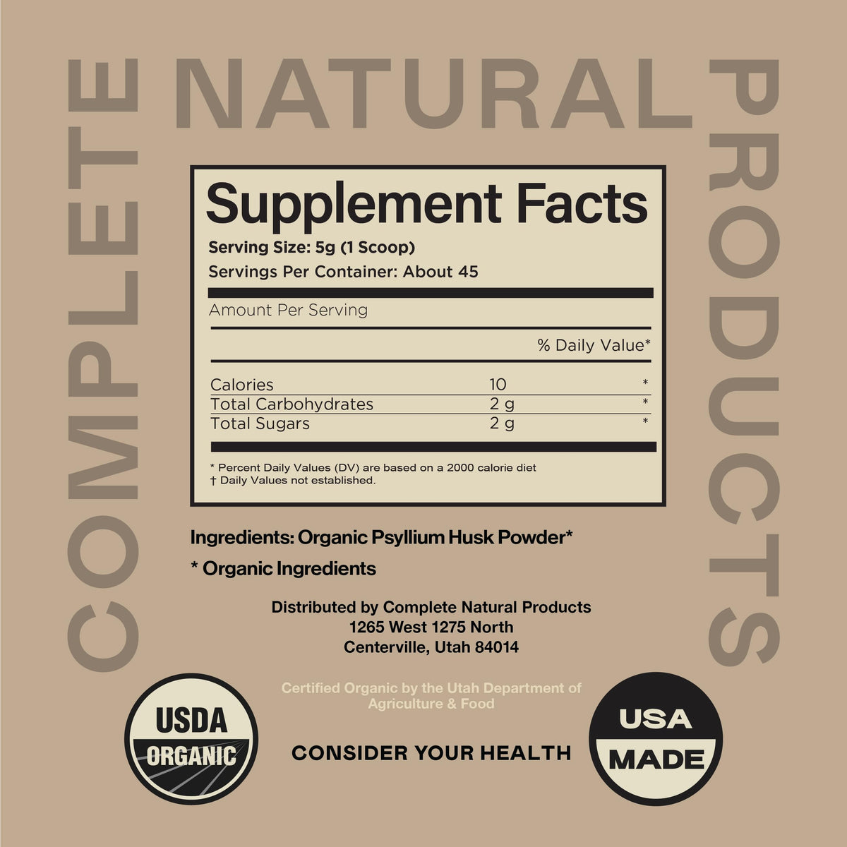 Emballage de la poudre de psyllium bio 200g