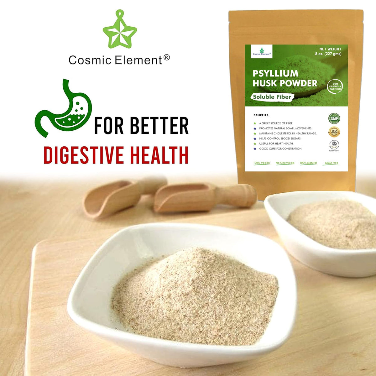 Emballage de la poudre de psyllium bio Cosmic Element