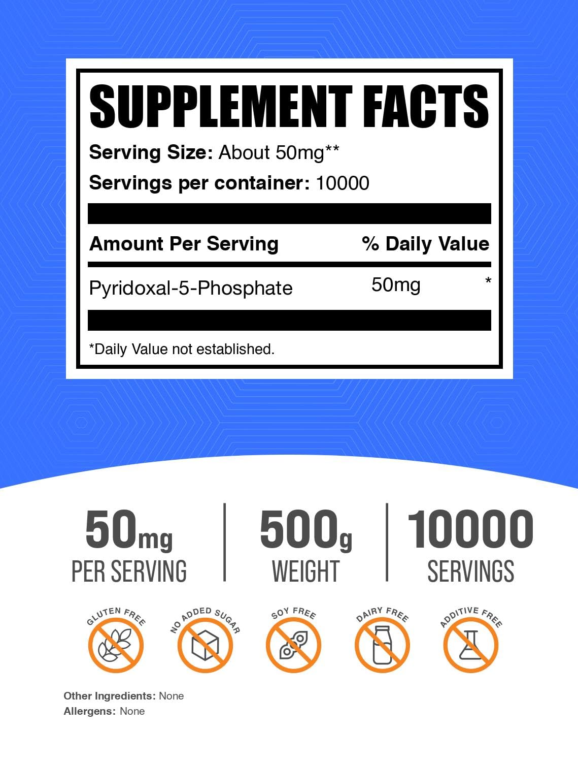 Emballage de la poudre de Pyridoxal 5 Phosphate 500g