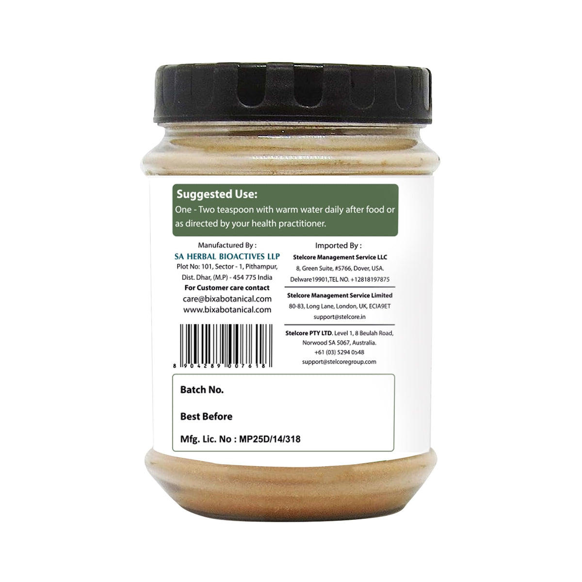 Emballage de la poudre de racine de pellitory bixa BOTANICAL 100g