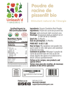 Emballage de la poudre de racine de pissenlit bio 'D ORGANIC