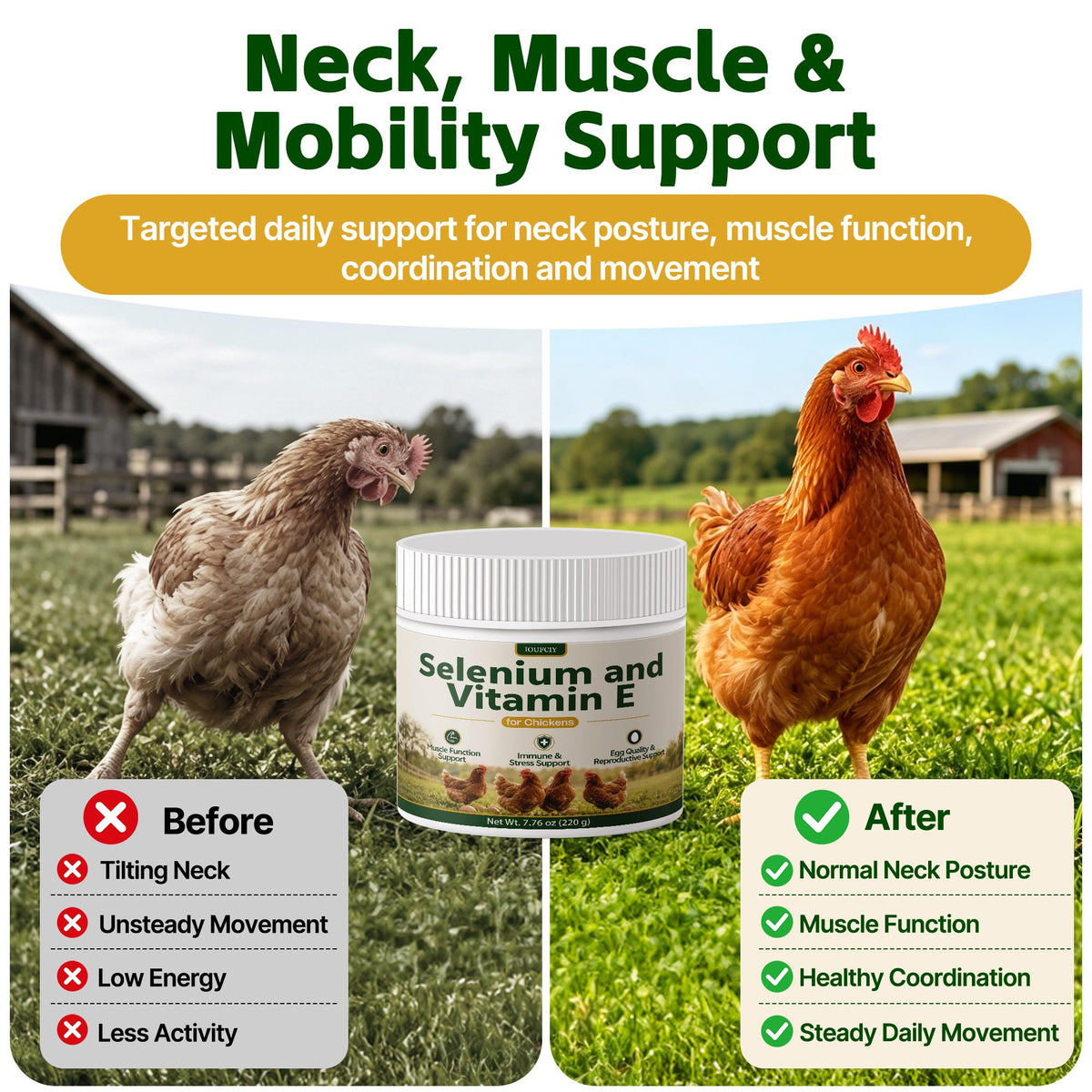 Emballage de la poudre de sélénium et vitamine E pour poules