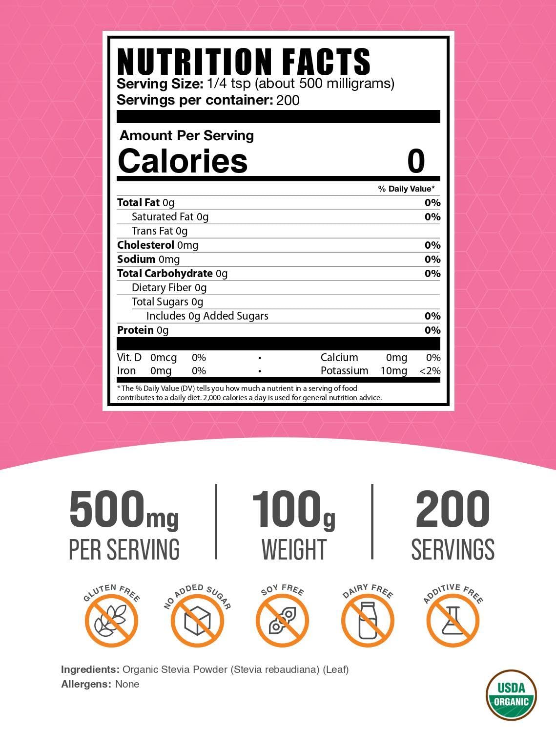 Emballage de la Poudre de Stévia Bio BulkSupplements