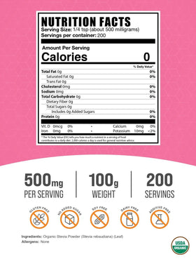 Emballage de la Poudre de Stévia Bio BulkSupplements