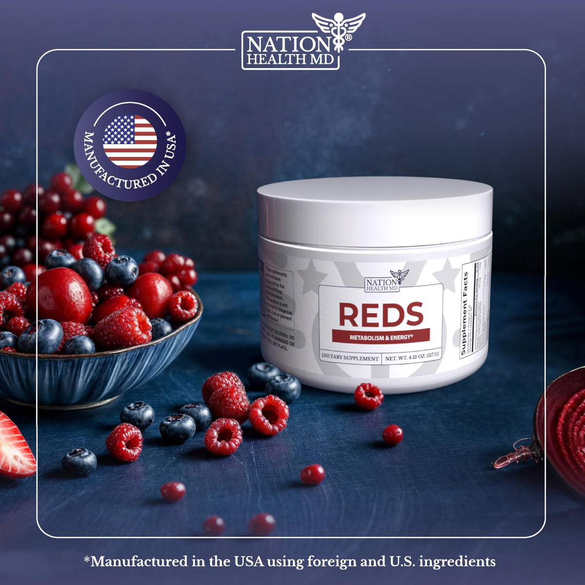 Emballage de la poudre de superaliments rouges NATION HEALTH MD