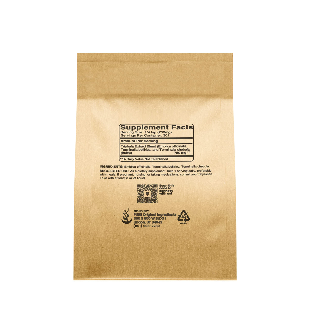 Emballage de la poudre de Triphala PURE ORIGINAL INGREDIENTS 227g