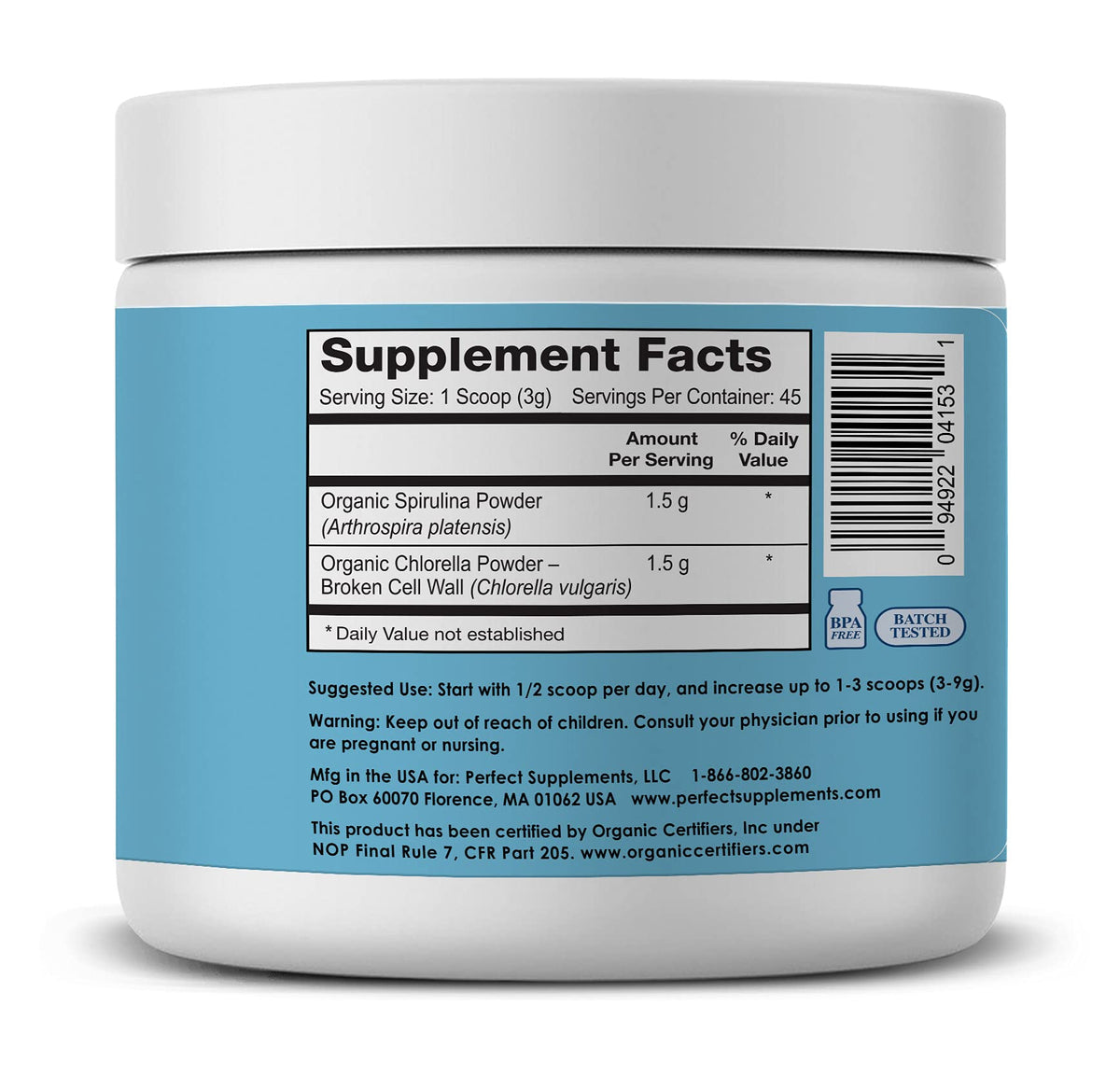 Emballage de la Poudre de Verdure Aquatique Perfect Supplements 135g