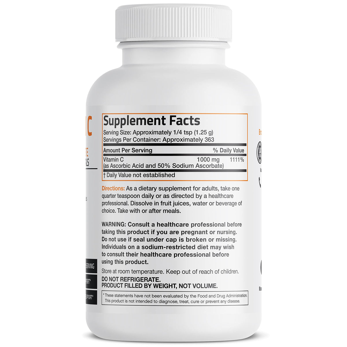 Emballage de la poudre de vitamine C Bronson 499g