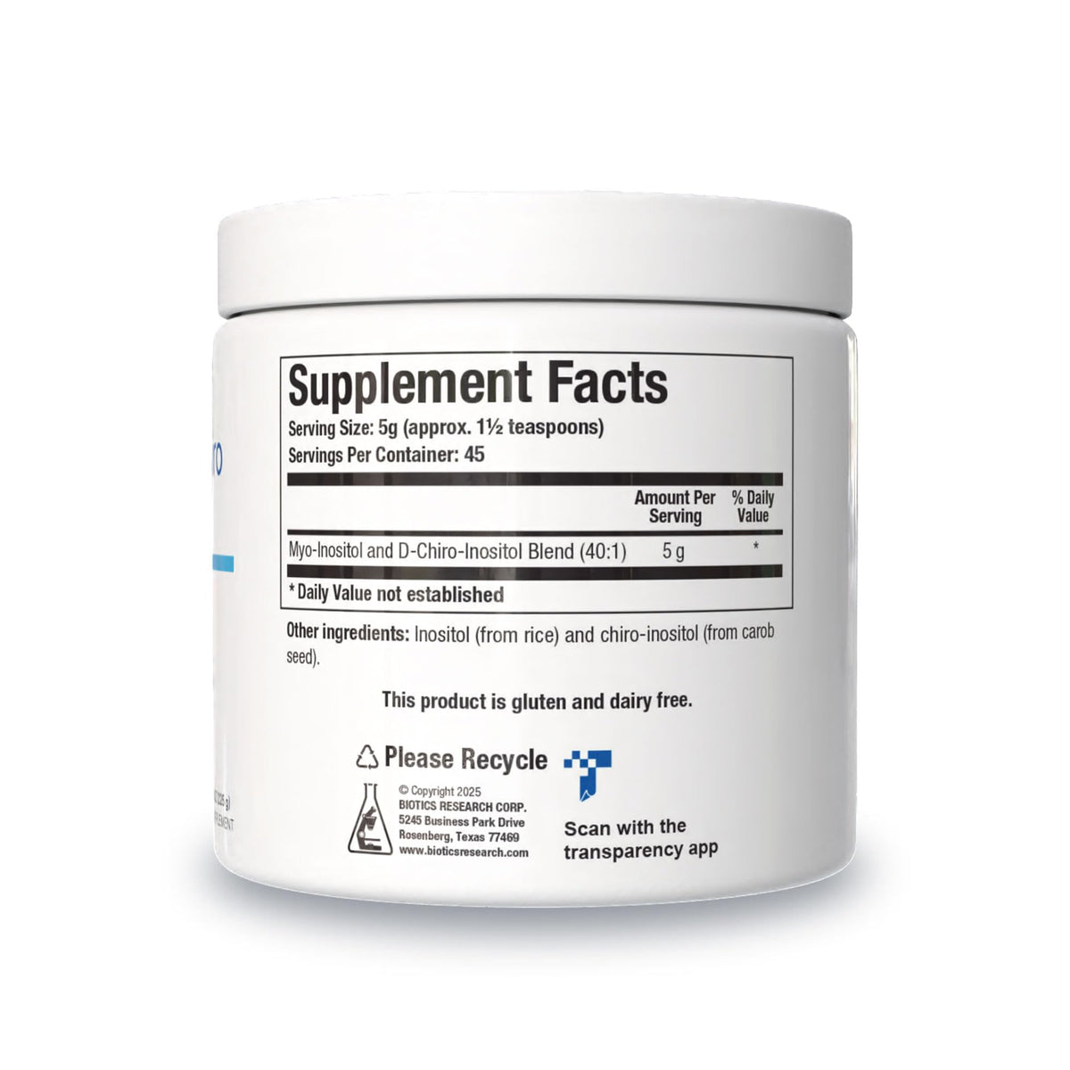 Emballage de la poudre Myo-Inositol et D-Chiro-Inositol 40:1, côté droit