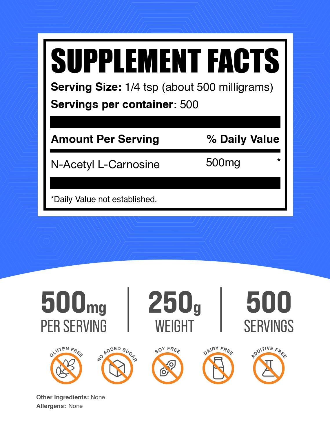 Emballage de la poudre N-Acétyl L-Carnosine 250g