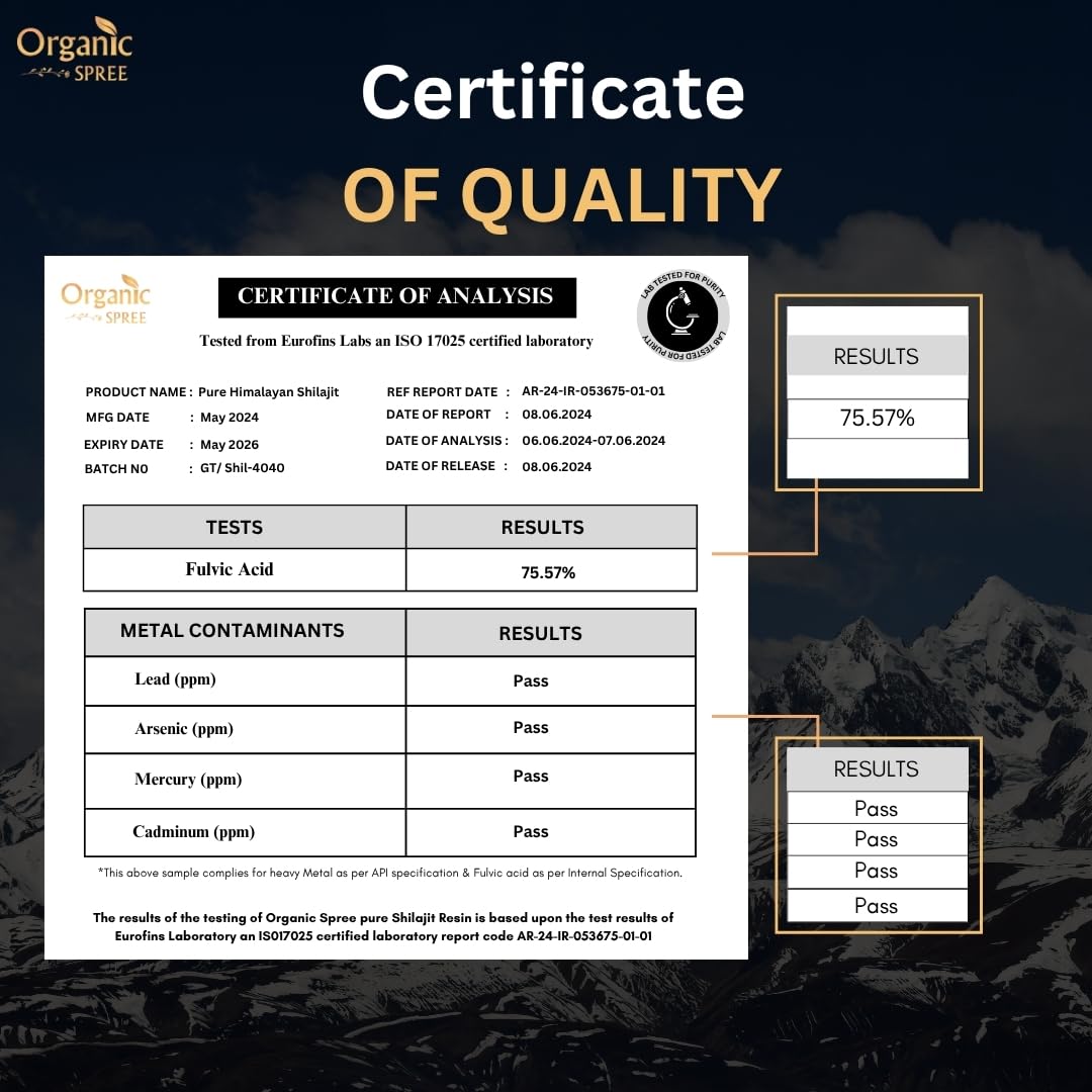 Emballage de la résine de Shilajit ORGANIC SPREE