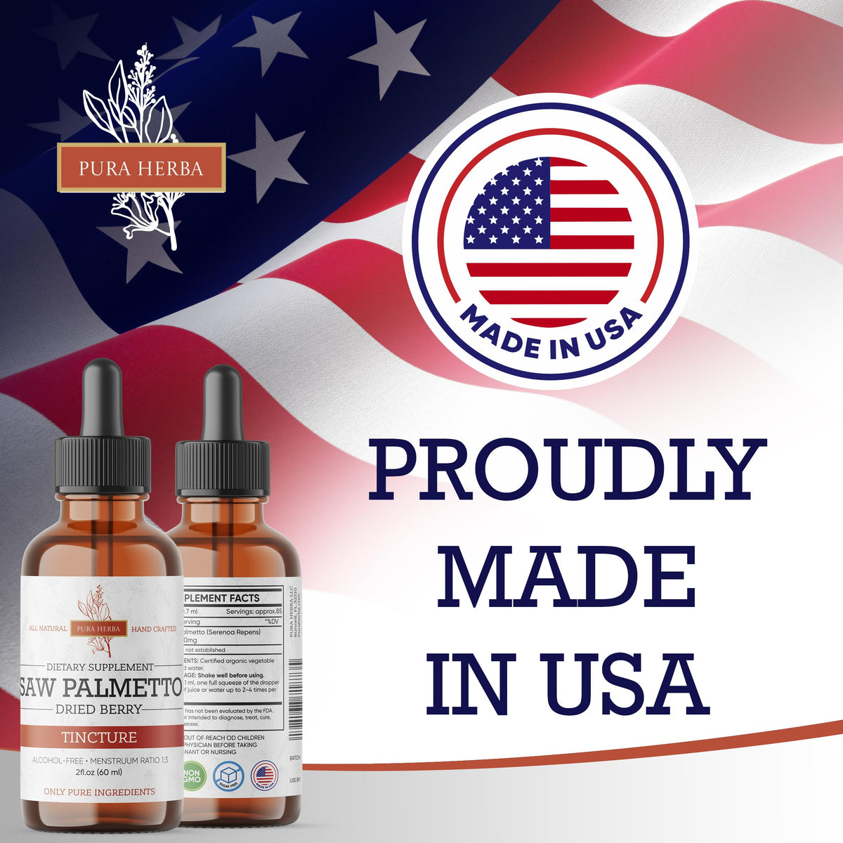 Emballage de la teinture de Saw Palmetto Pura Herba 60 ml