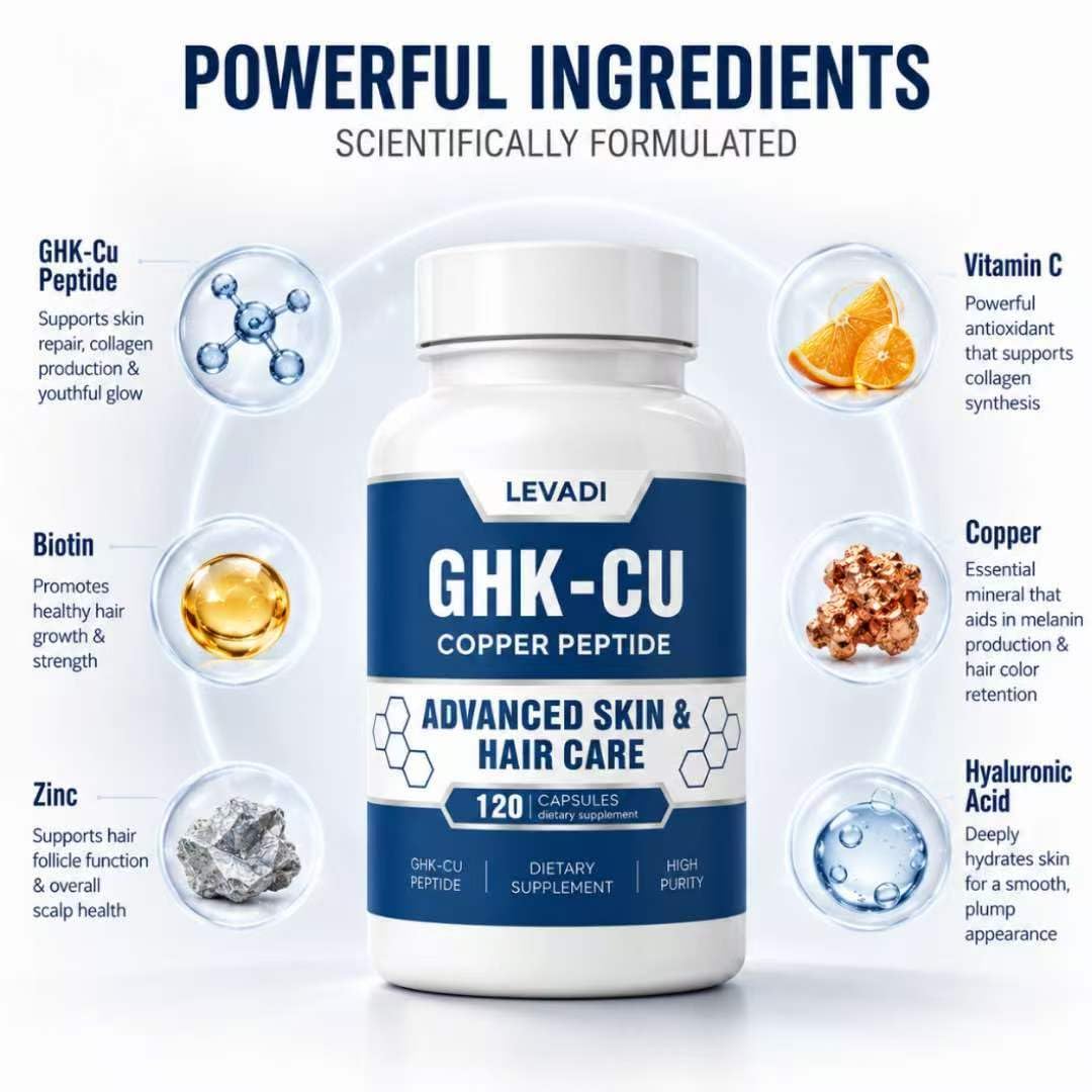 Emballage de LEVADI GHK-Cu avec informations nutritionnelles