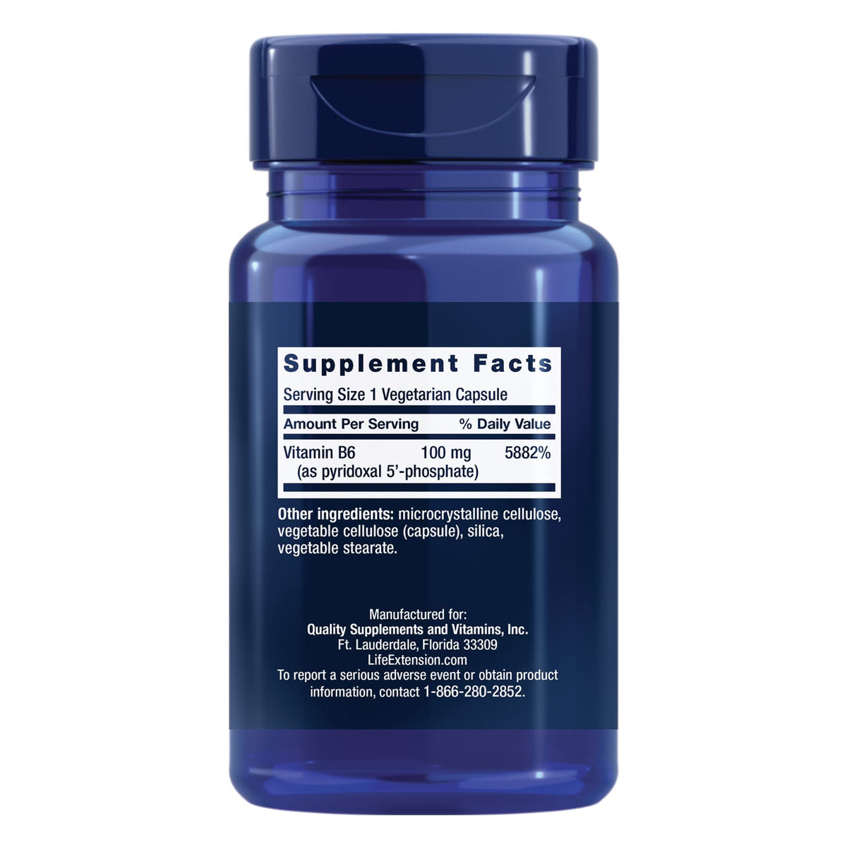 Emballage de Life Extension Pyridoxal 5'-Phosphate avec étiquette visible