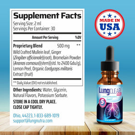 Emballage de LUNG CLEAR PRO avec description des ingrédients