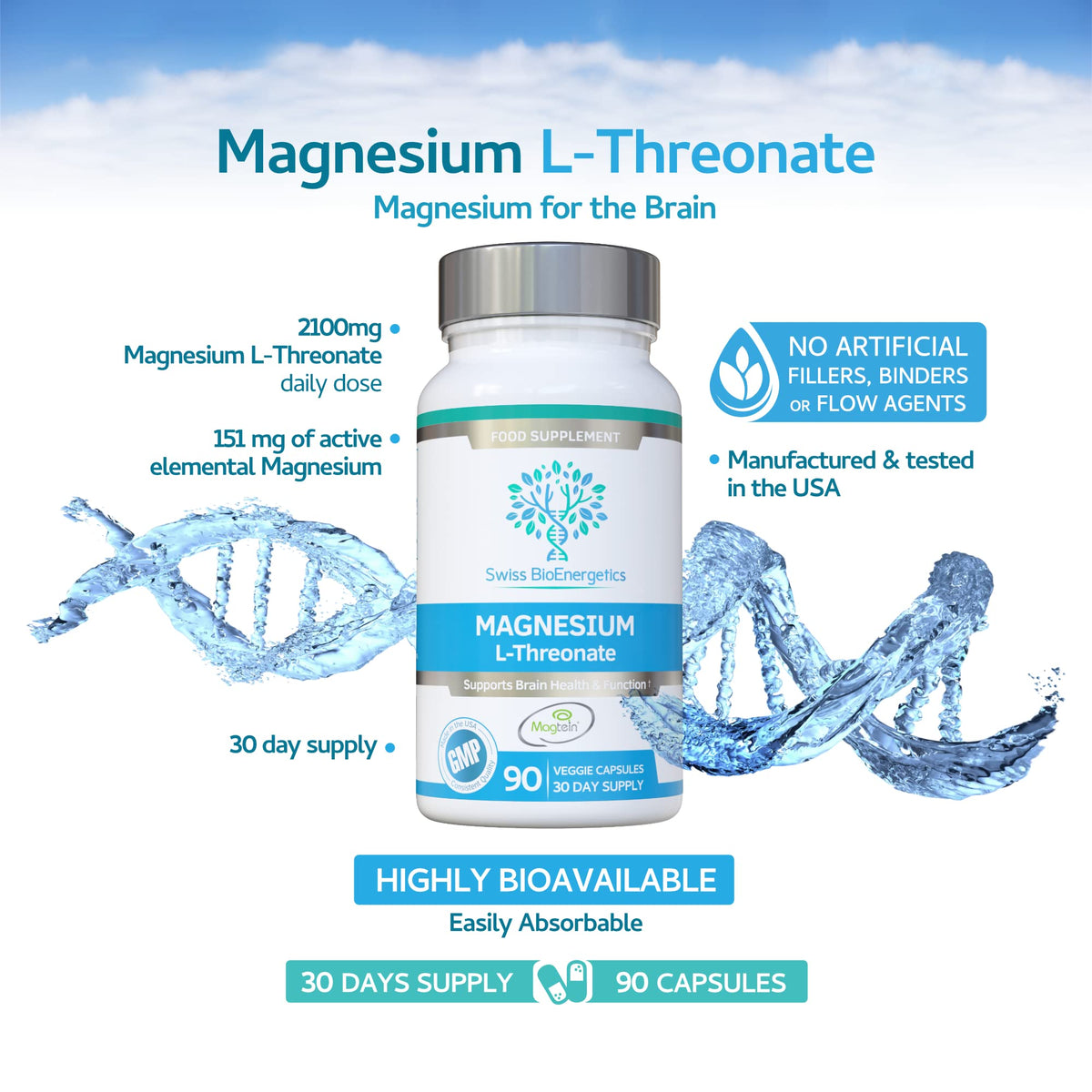 Emballage de Magnésium L-Thréonate 30 jours Swiss Bioenergetics