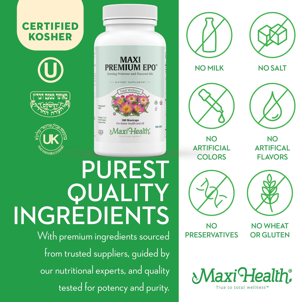 Emballage de Maxi Health Huile de Onagre 1500mg