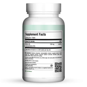 Emballage de Maxi Health Vitamine B6 100mg avec informations nutritionnelles