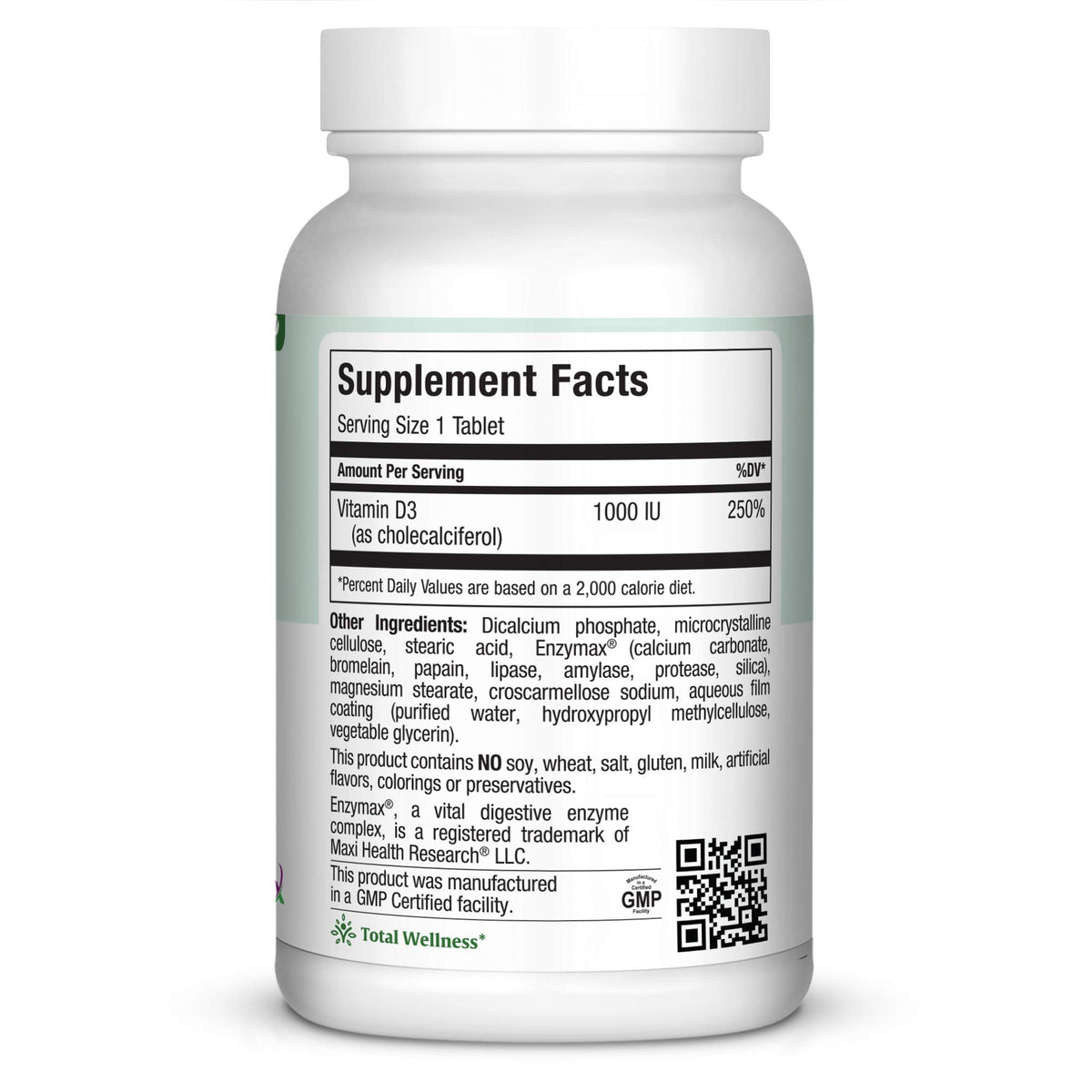 Emballage de Maxi Health Vitamine D3 1000 IU
