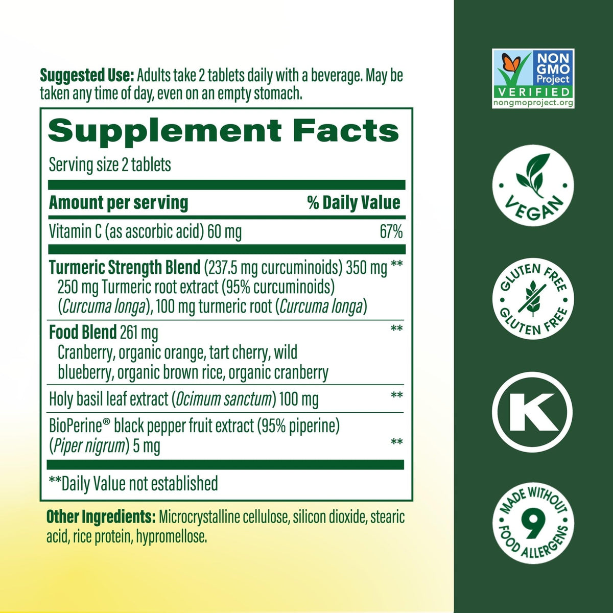 Emballage de MegaFood Curcuma Curcumin 120 Mini Comprimés