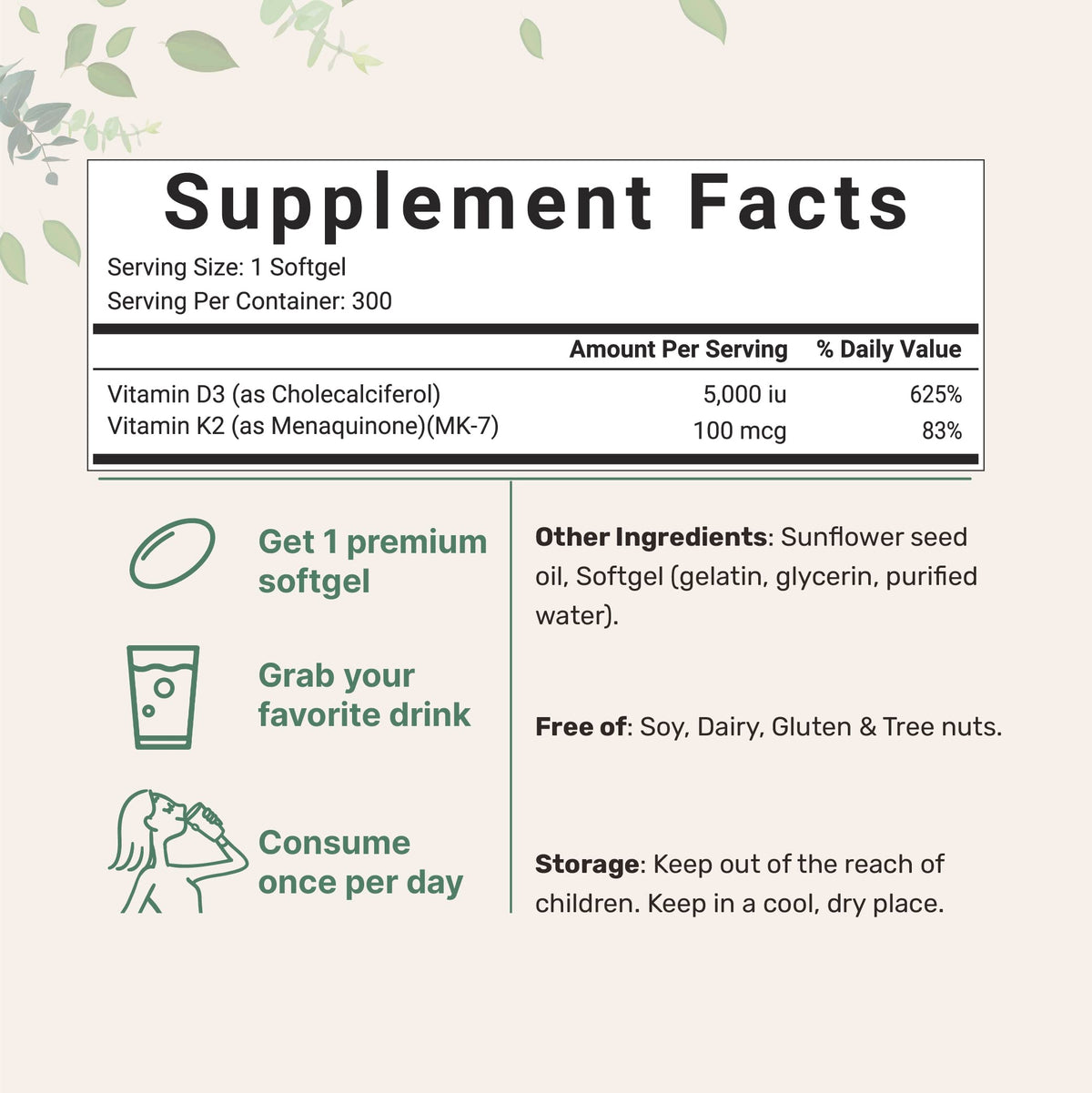 Emballage de Micro Ingredients Vitamine D3 et K2 gélules molles