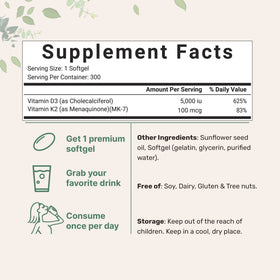 Emballage de Micro Ingredients Vitamine D3 et K2 gélules molles