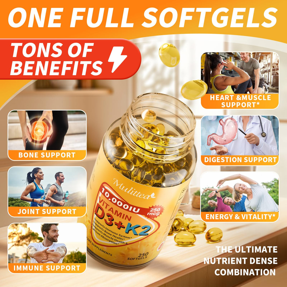 Emballage de Mulittea Vitamine D3 K2 10000 UI MK7