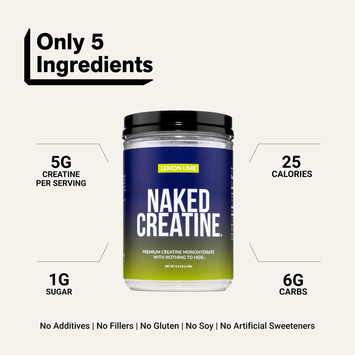 Emballage de NAKED Creatine Monohydrate Citron Lime 1000 g