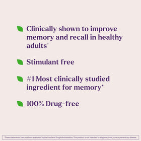 Emballage de Natrol Cognium Memory avec informations nutritionnelles