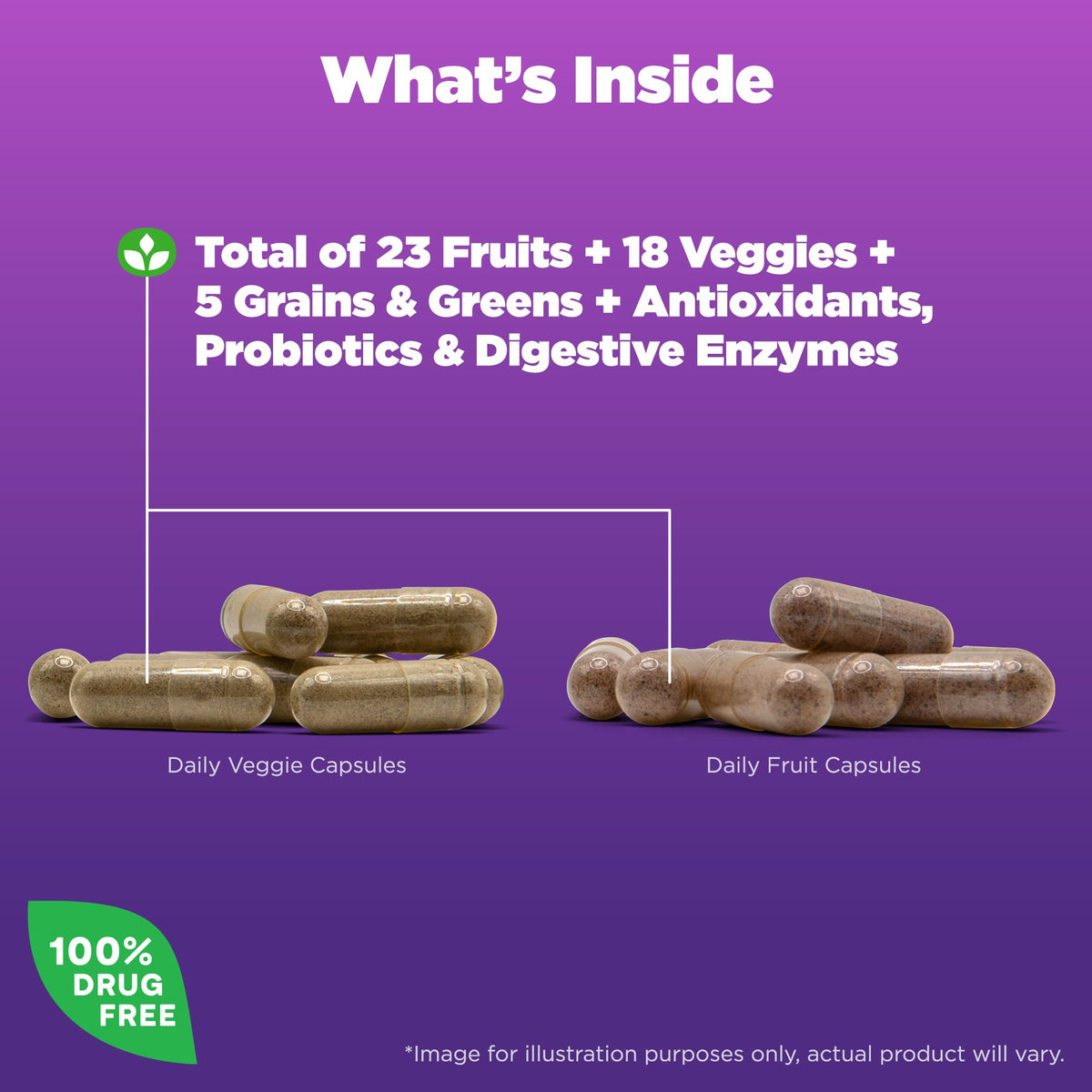 Emballage de Natrol JuiceFestiv 90 gélules avec fruits et légumes