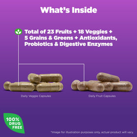Emballage de Natrol JuiceFestiv 90 gélules avec fruits et légumes