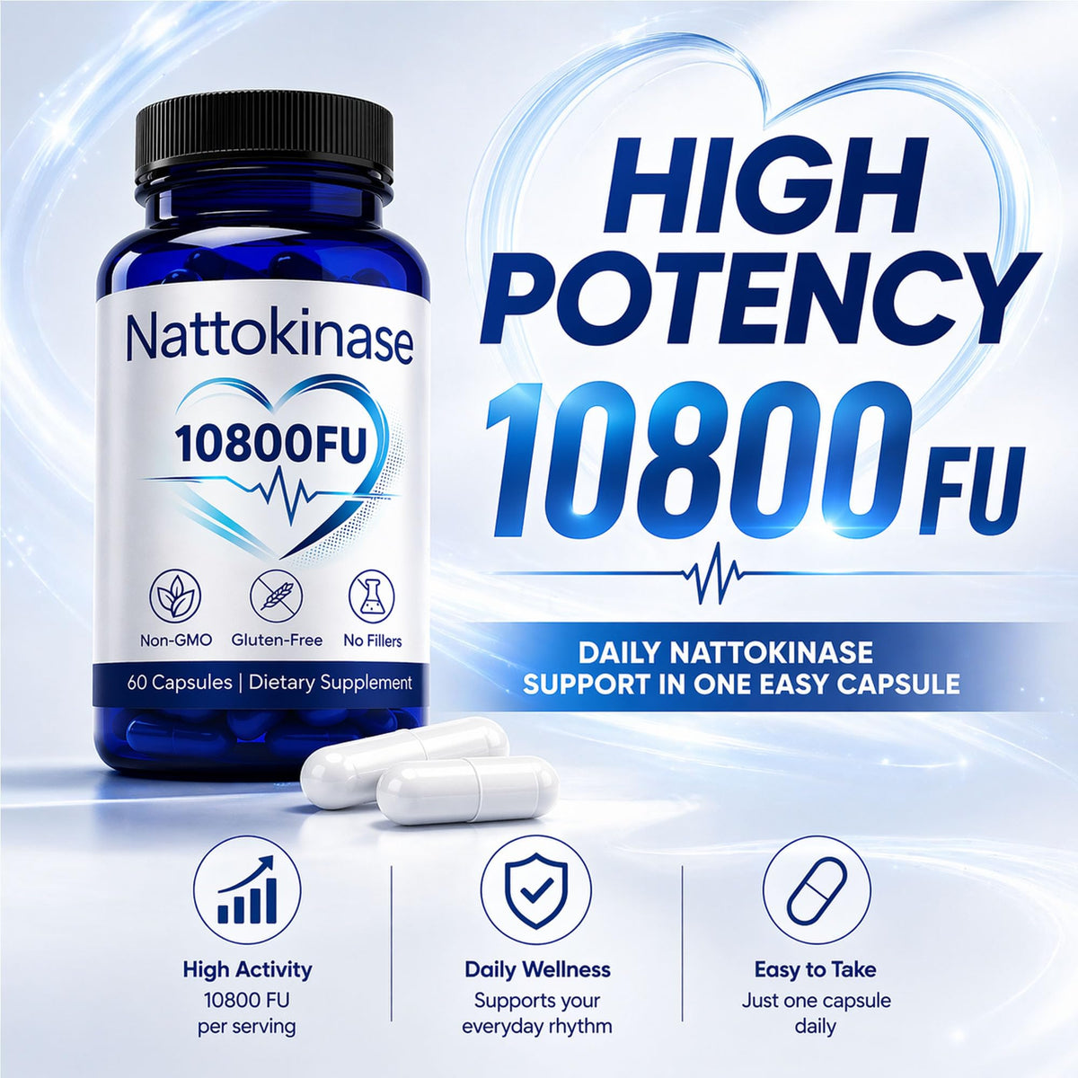 Emballage de Nattokinase 10800 FU VOSETOKELA avec informations nutritionnelles