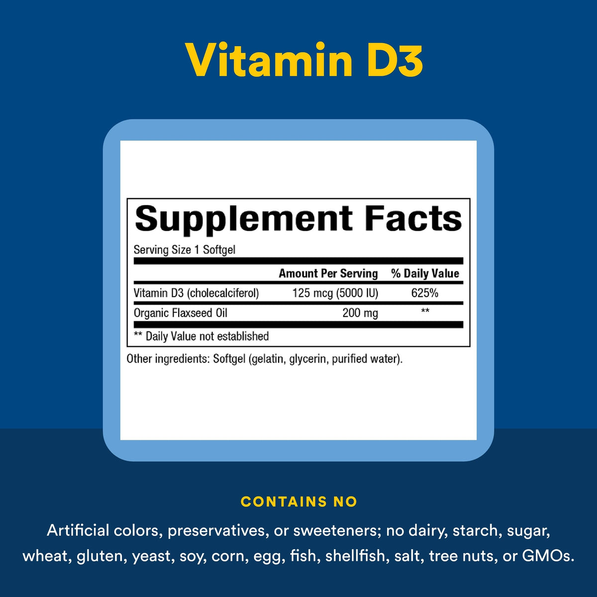 Emballage de Natural Factors Vitamine D3 125 mcg