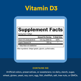 Emballage de Natural Factors Vitamine D3 125 mcg