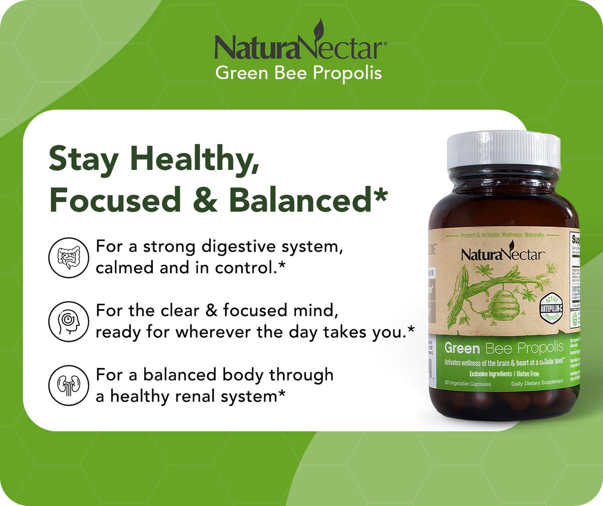 Emballage de NaturaNectar Propolis Verte sur table